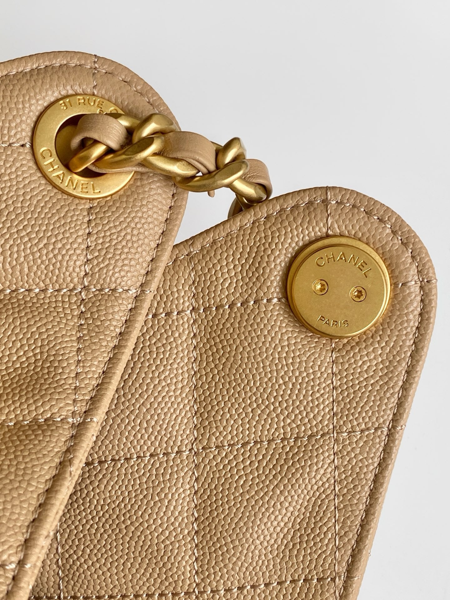 CHANEL 26S HOBO BAG 30 IN DARK BEIGE CAVIAR CALFSKIN GOLD HARDWARE