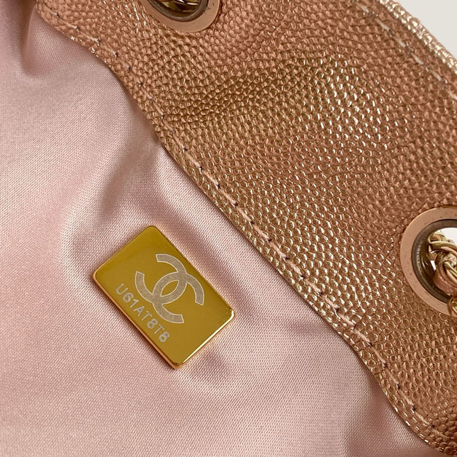 CHANEL 25S HOBO BAG 30 IN ROSE METALLIC CAVIAR