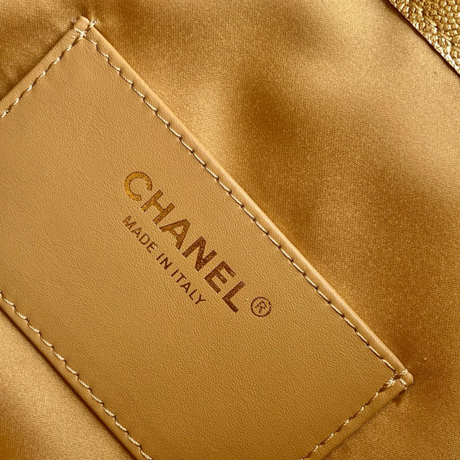 CHANEL 25S HOBO BAG 30 IN METALLIC GOLD CAVIAR LEATHER