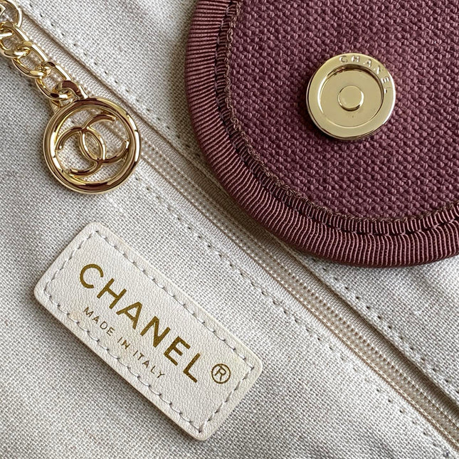 CHANEL 25S TOTE BAG 38 IN DARK RED CANVAS