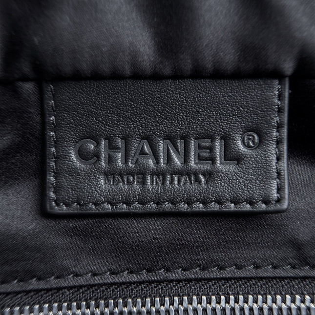 CHANEL 26S LARGE ZIP POUCH BAG 29 IN LIGHT BLUE CANVAS AND CALFSKIN SILVER HARDWARE