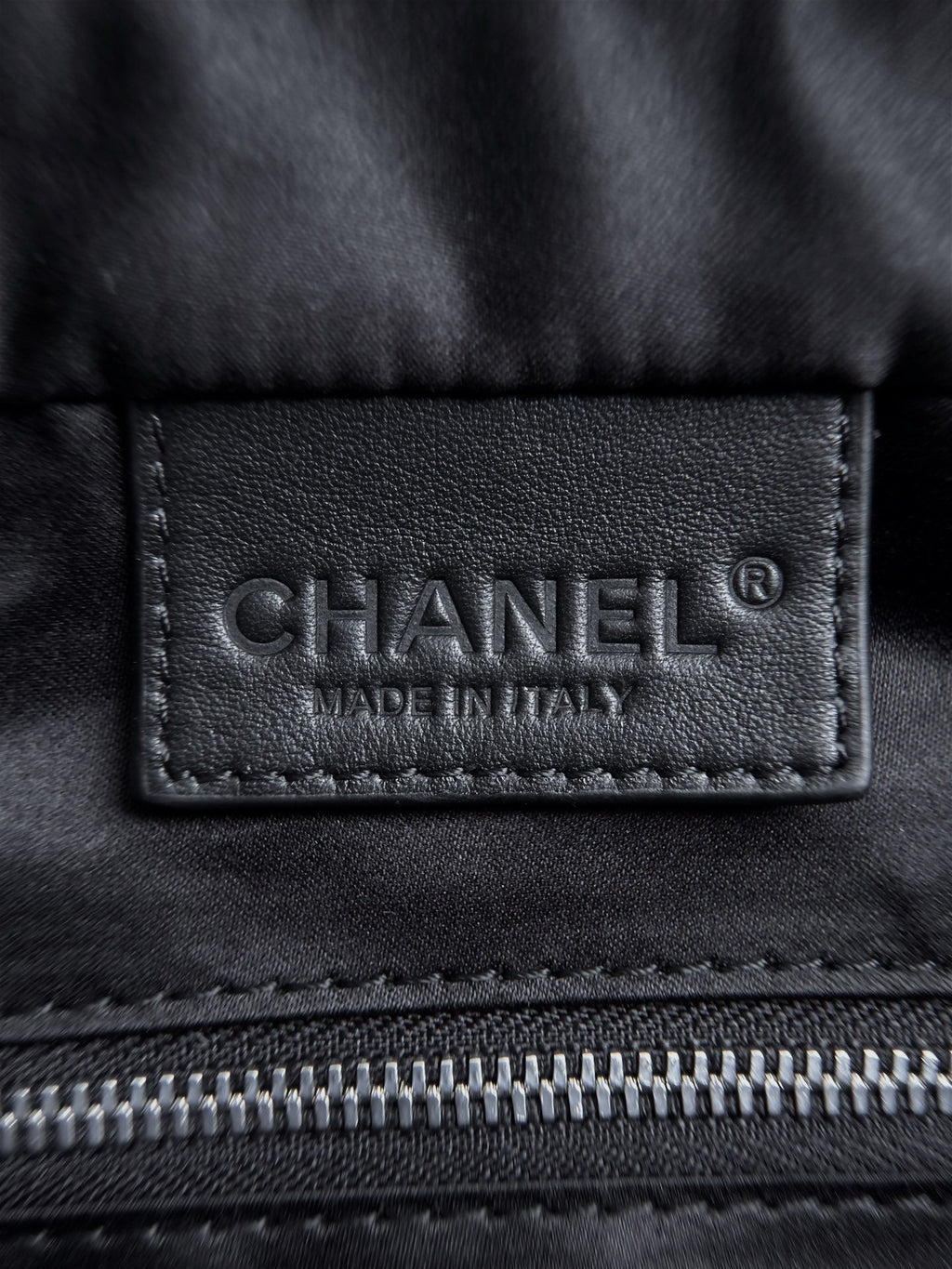 CHANEL 26S LARGE ZIP POUCH BAG 29 IN LIGHT BLUE CANVAS AND CALFSKIN SILVER HARDWARE