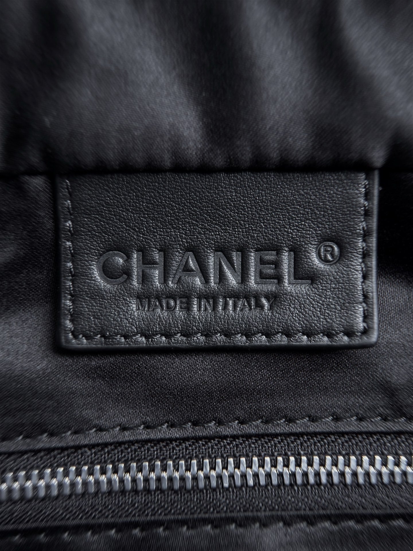 CHANEL 26S LARGE ZIP POUCH BAG 29 IN LIGHT BLUE CANVAS AND CALFSKIN SILVER HARDWARE