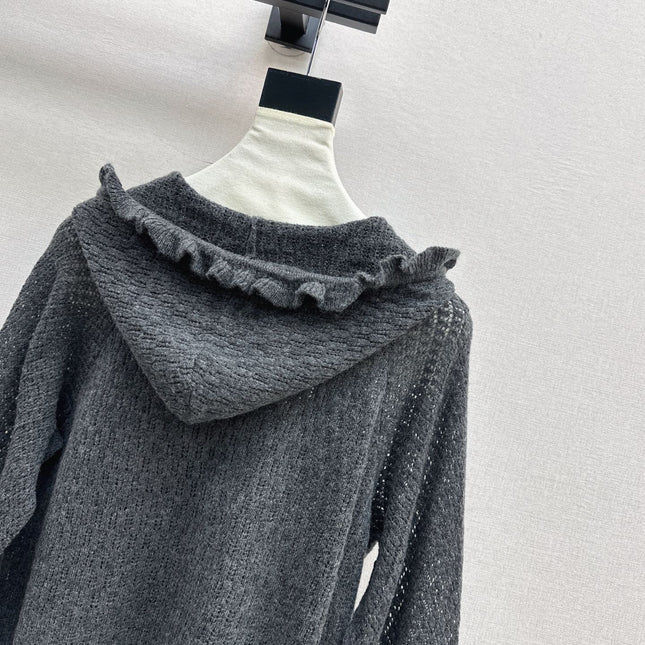 DIOR 25S HOODED KNIT CARDIGAN WITH CUTOUT DESIGN 616