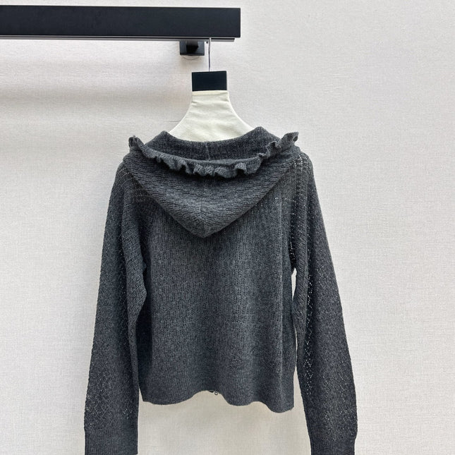 DIOR 25S HOODED KNIT CARDIGAN WITH CUTOUT DESIGN 616