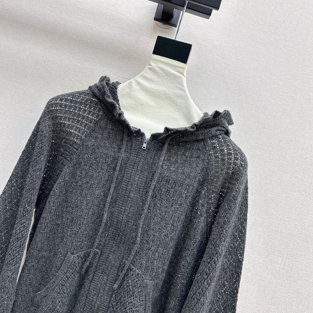 DIOR 25S HOODED KNIT CARDIGAN WITH CUTOUT DESIGN 616