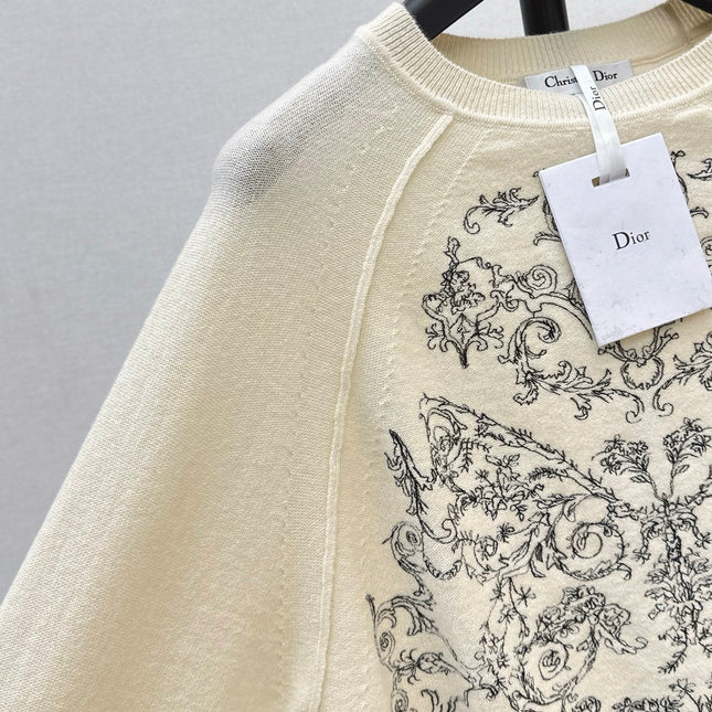 DIOR 25S FLORAL EMBROIDERED CASHMERE SWEATER 571