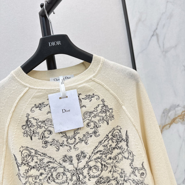 DIOR 25S FLORAL EMBROIDERED CASHMERE SWEATER 571