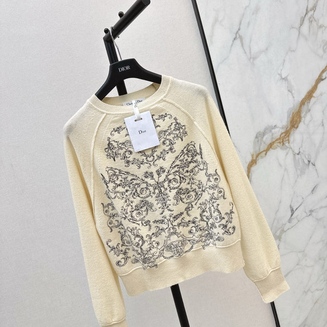 DIOR 25S FLORAL EMBROIDERED CASHMERE SWEATER 571