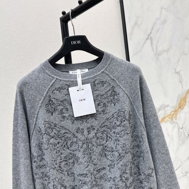 DIOR 25S FLORAL EMBROIDERED CASHMERE SWEATER 593