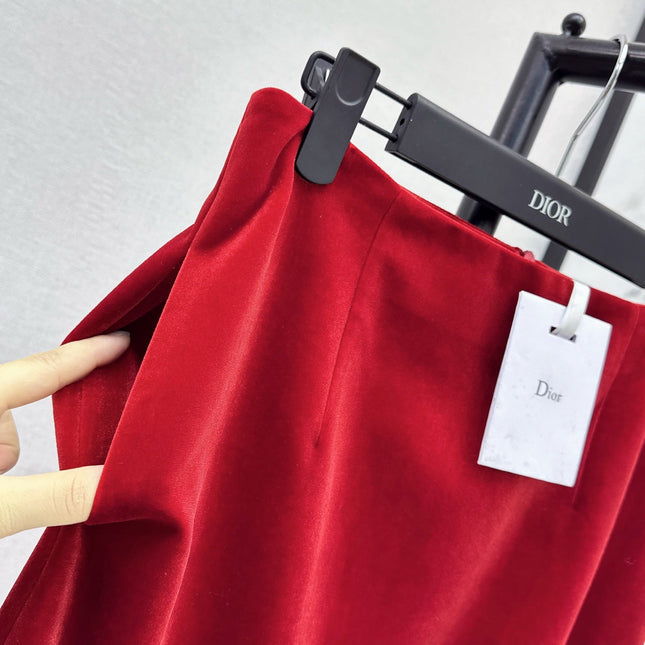 DIOR 25S LONG VELVET MIDI SKIRT 521