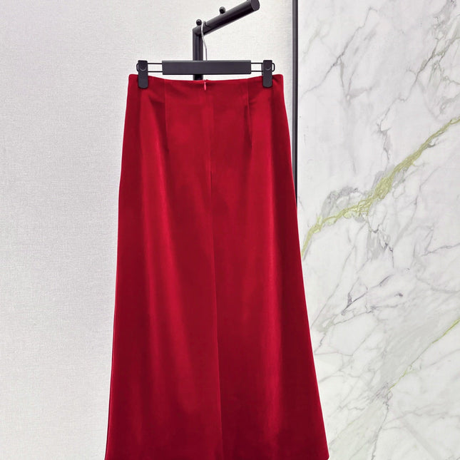 DIOR 25S LONG VELVET MIDI SKIRT 521