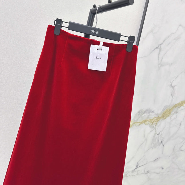 DIOR 25S LONG VELVET MIDI SKIRT 521