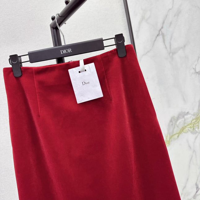DIOR 25S LONG VELVET MIDI SKIRT 521