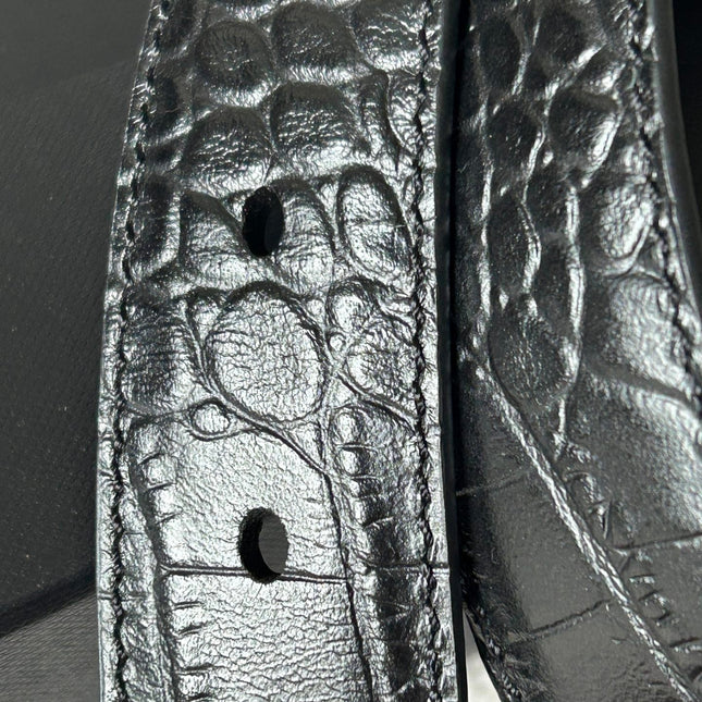 YSL 25S BELT 30 MM IN BLACK CROCODILE-EMBOSSED LEATHER 543666