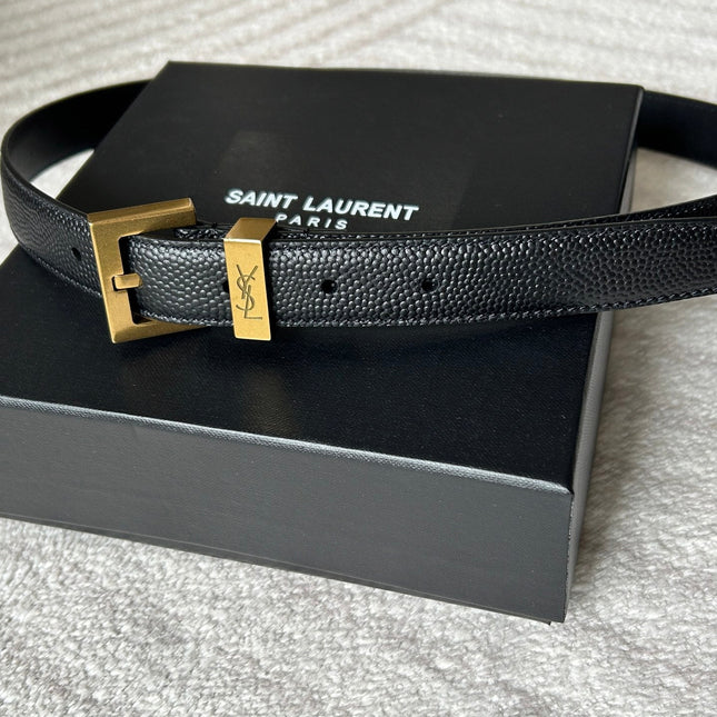 YSL 25S BELT 20 MM IN BLACK GRAINED CALFSKIN 543671