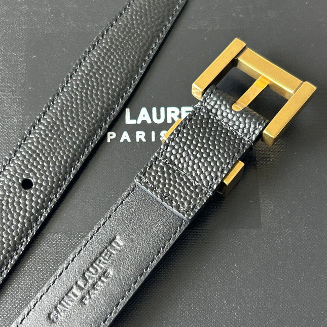 YSL 25S BELT 20 MM IN BLACK GRAINED CALFSKIN 543671