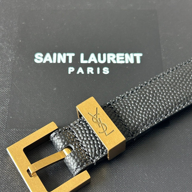 YSL 25S BELT 20 MM IN BLACK GRAINED CALFSKIN 543671