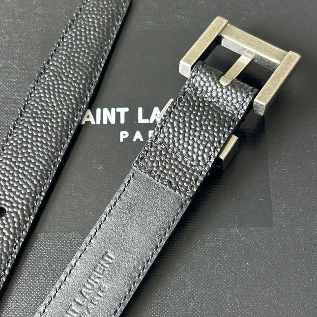 YSL 25S BELT 20 MM IN BLACK GRAINED CALFSKIN 543672