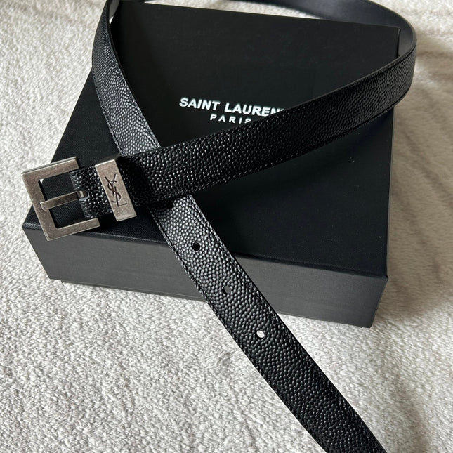 YSL 25S BELT 20 MM IN BLACK GRAINED CALFSKIN 543672