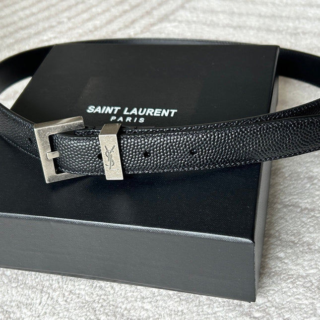 YSL 25S BELT 20 MM IN BLACK GRAINED CALFSKIN 543672