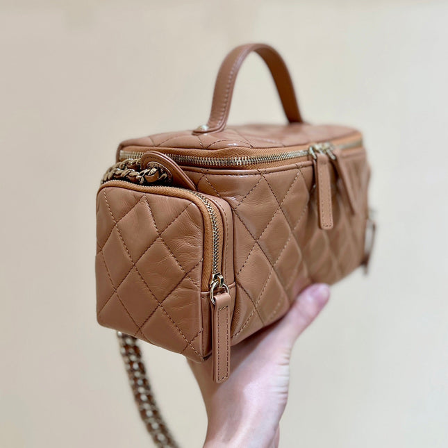 CHANEL 25S VANITY CASE 23 IN BROWN LAMBSKIN
