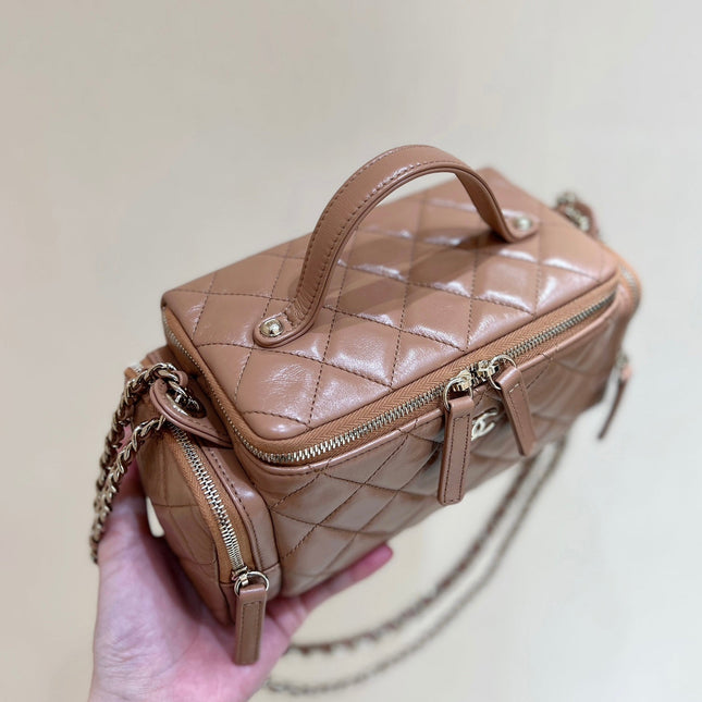 CHANEL 25S VANITY CASE 23 IN BROWN LAMBSKIN