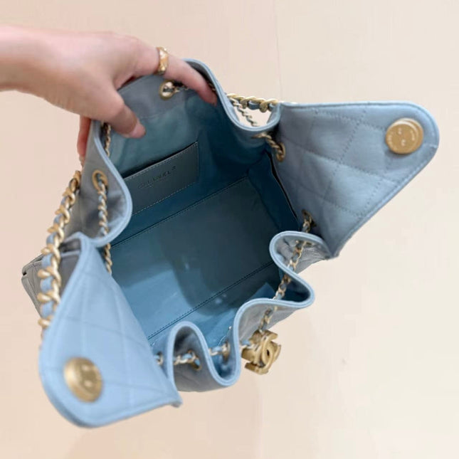 CHANEL 25S HOBO BAG 30 IN LIGHT BLUE CAVIAR WITH GOLD HARDWARE