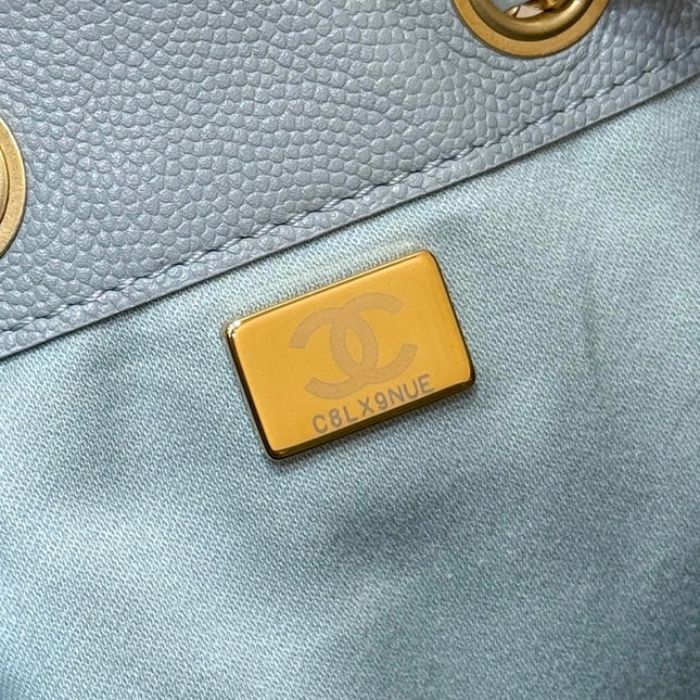 CHANEL 25S HOBO BAG 30 IN LIGHT BLUE CAVIAR WITH GOLD HARDWARE