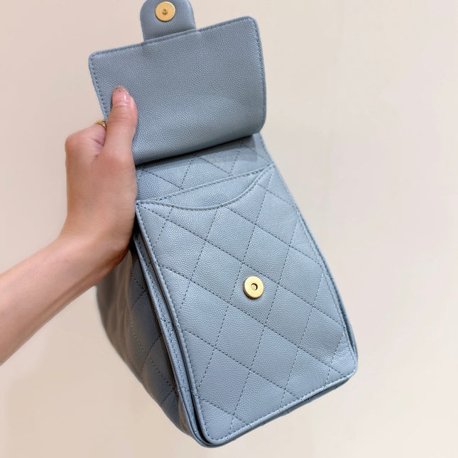 CHANEL 25S HOBO BAG 30 IN LIGHT BLUE CAVIAR WITH GOLD HARDWARE
