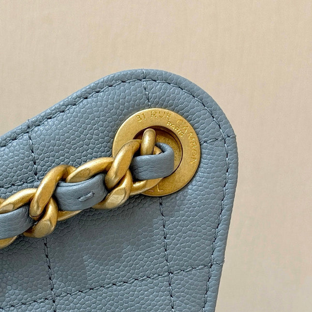 CHANEL 25S HOBO BAG 30 IN LIGHT BLUE CAVIAR WITH GOLD HARDWARE