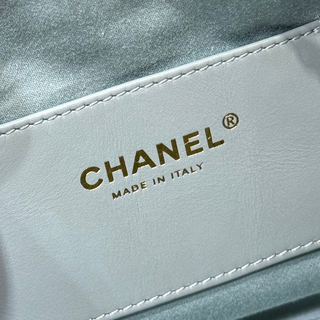 CHANEL 25S HOBO BAG 30 IN LIGHT BLUE CAVIAR WITH GOLD HARDWARE