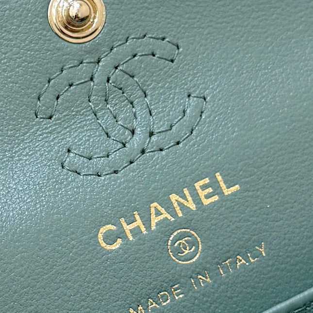 CHANEL 25S FLAP CHARM BAG 13 IN TEAL BLUE LAMBSKIN