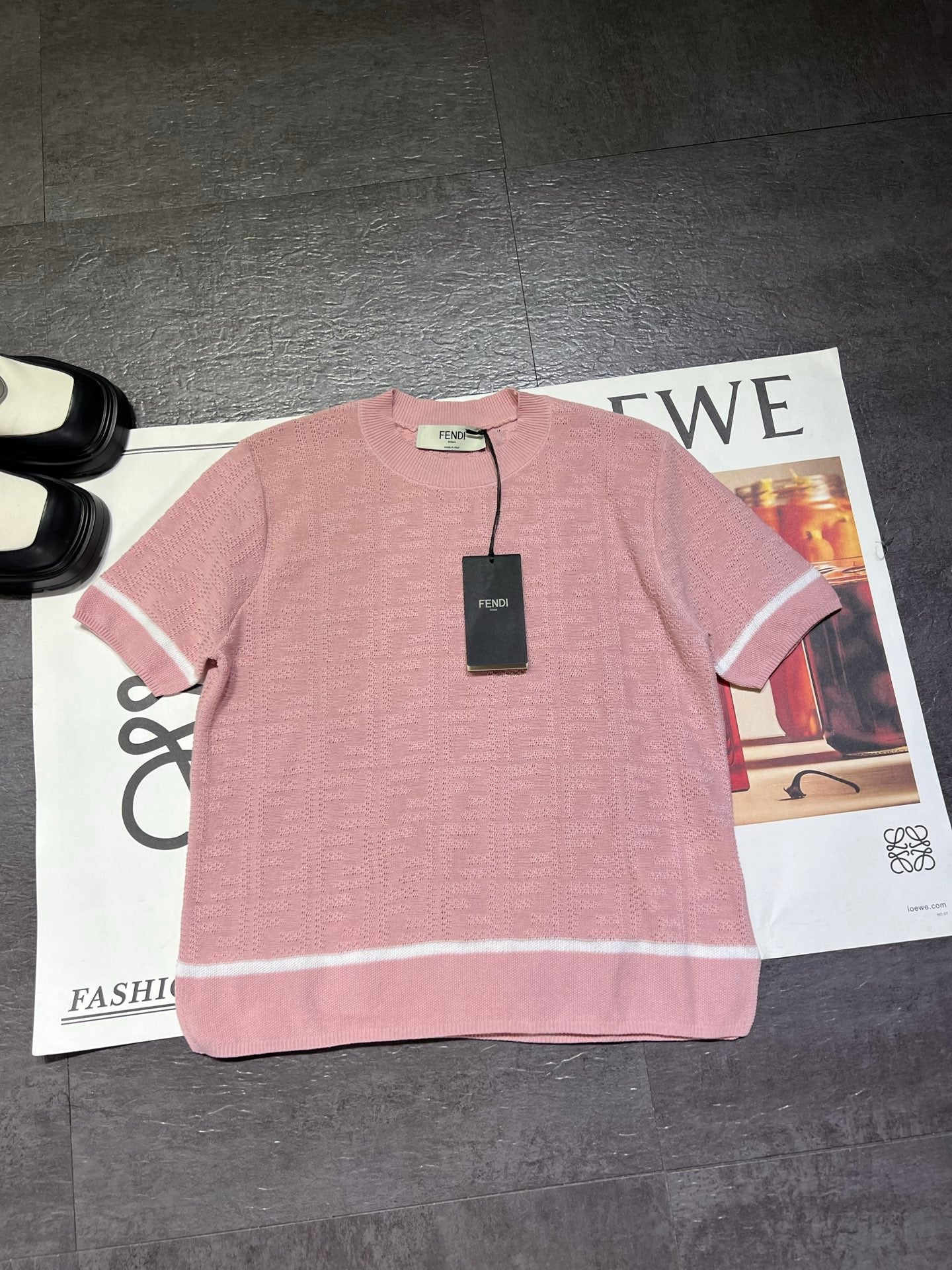 FENDI 26S SHORT SLEEVE KNIT T-SHIRT 222