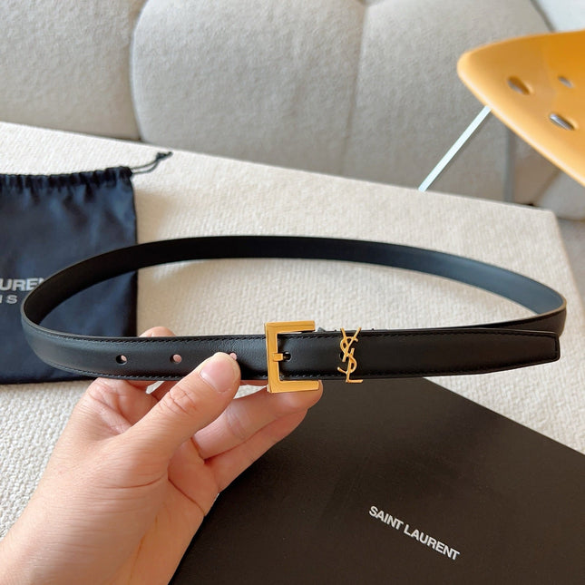 YSL 25S BELT 20 MM IN BLACK CALFSKIN 588783