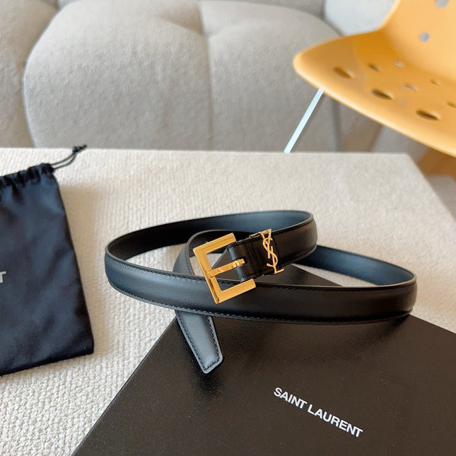 YSL 25S BELT 20 MM IN BLACK CALFSKIN 588783