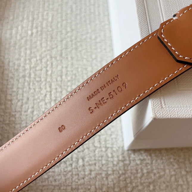 CELINE 25S BELT 25MM IN BROWN CALFSKIN SILVER HARDWARE 561793