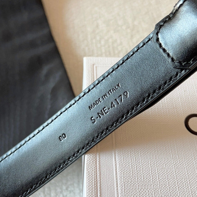 CELINE 25S BELT 25MM IN BLACK CALFSKIN GOLD HARDWARE 561796