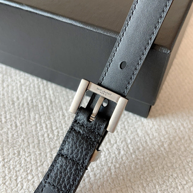YSL 25S BELT 20 MM IN BLACK CALFSKIN 571012