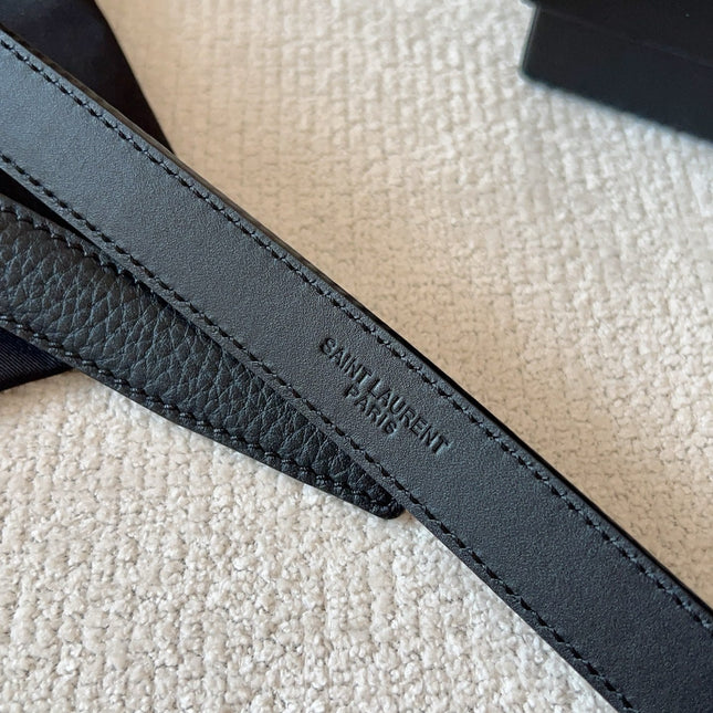 YSL 25S BELT 20 MM IN BLACK CALFSKIN 571013