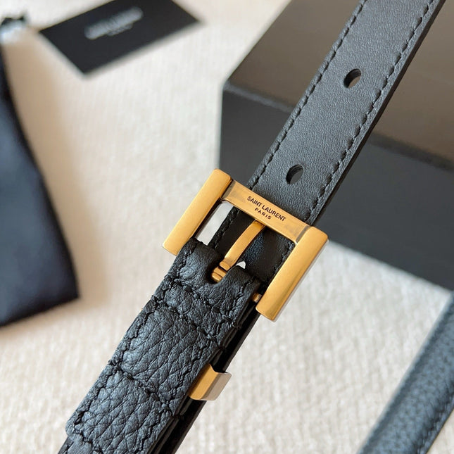 YSL 25S BELT 20 MM IN BLACK CALFSKIN 571013