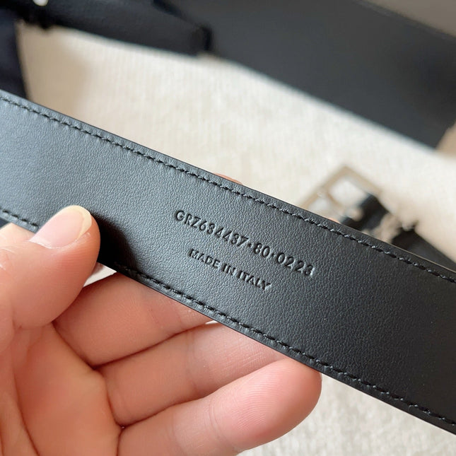 YSL 25S BELT 30 MM IN BLACK CALFSKIN 571014