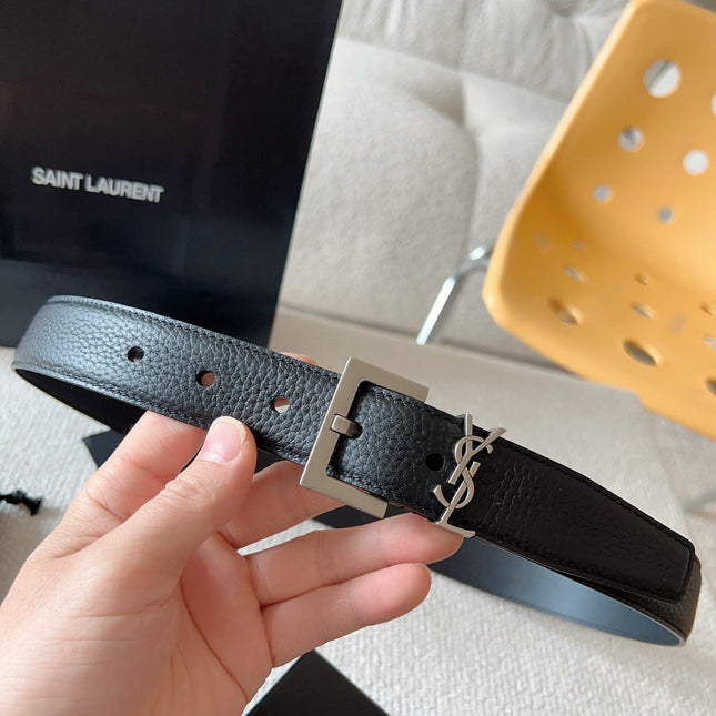 YSL 25S BELT 30 MM IN BLACK CALFSKIN 571014