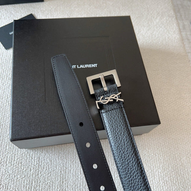 YSL 25S BELT 30 MM IN BLACK CALFSKIN 571014