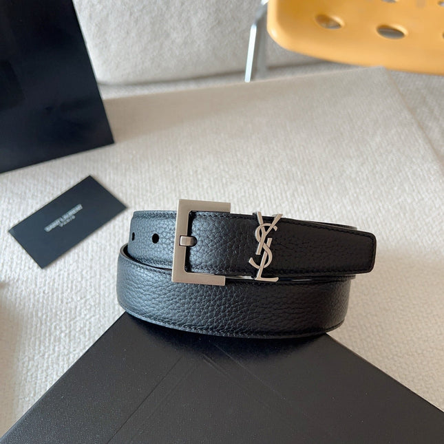 YSL 25S BELT 30 MM IN BLACK CALFSKIN 571014