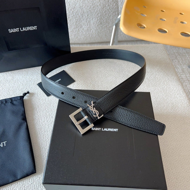 YSL 25S BELT 30 MM IN BLACK CALFSKIN 571014