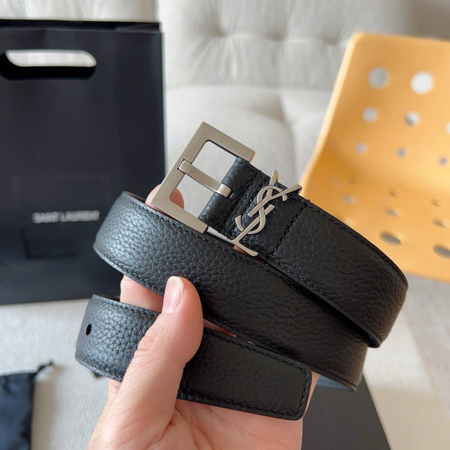 YSL 25S BELT 30 MM IN BLACK CALFSKIN 571014