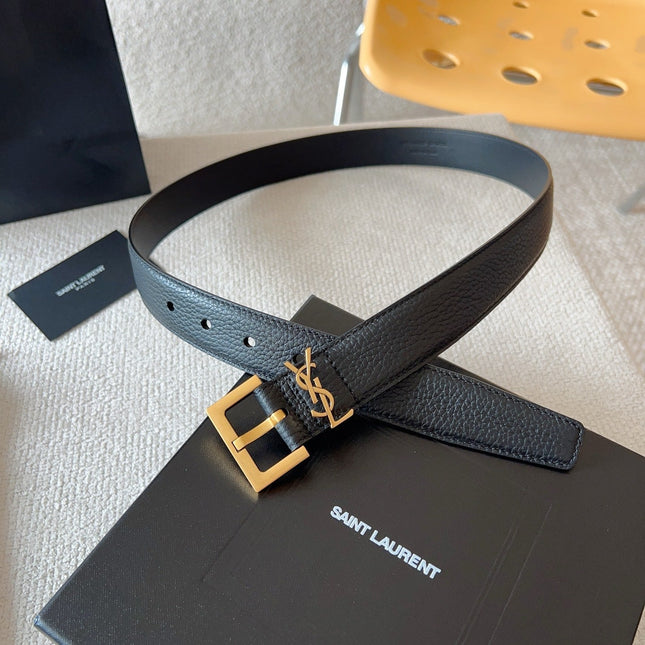 YSL 25S BELT 30 MM IN BLACK CALFSKIN 571015