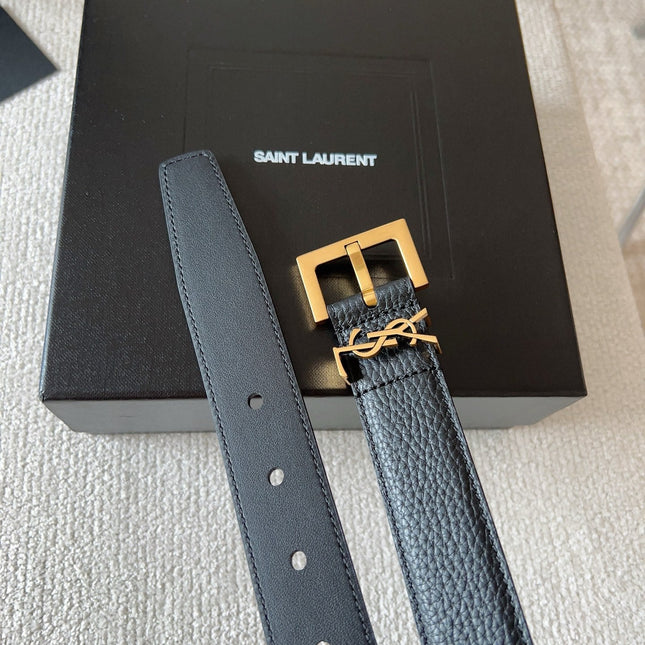 YSL 25S BELT 30 MM IN BLACK CALFSKIN 571015