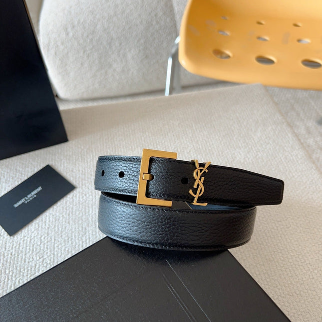 YSL 25S BELT 30 MM IN BLACK CALFSKIN 571015